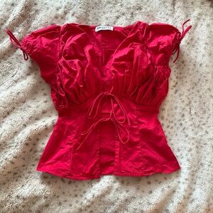 Red Ruched Women's Top
